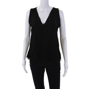 Andrew Gn Womens Sleeveless V Neck Lace Overlay Boxy Top Black Size IT 40